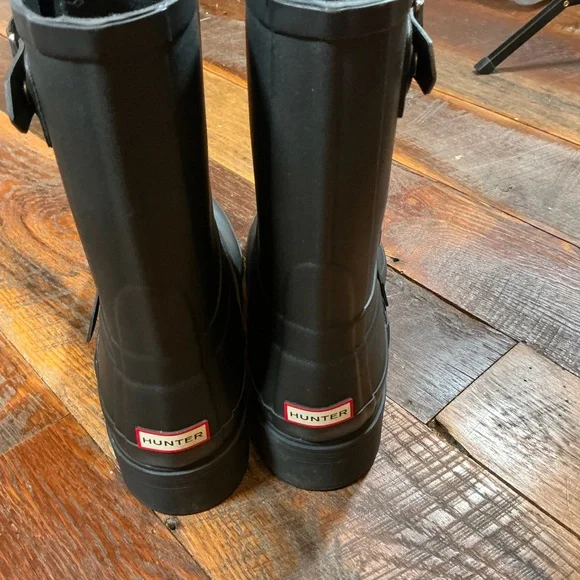 Hunter Black Waterproof Biker Rubber Rain Boots Women’s Size 9 - Picture 9 of 12